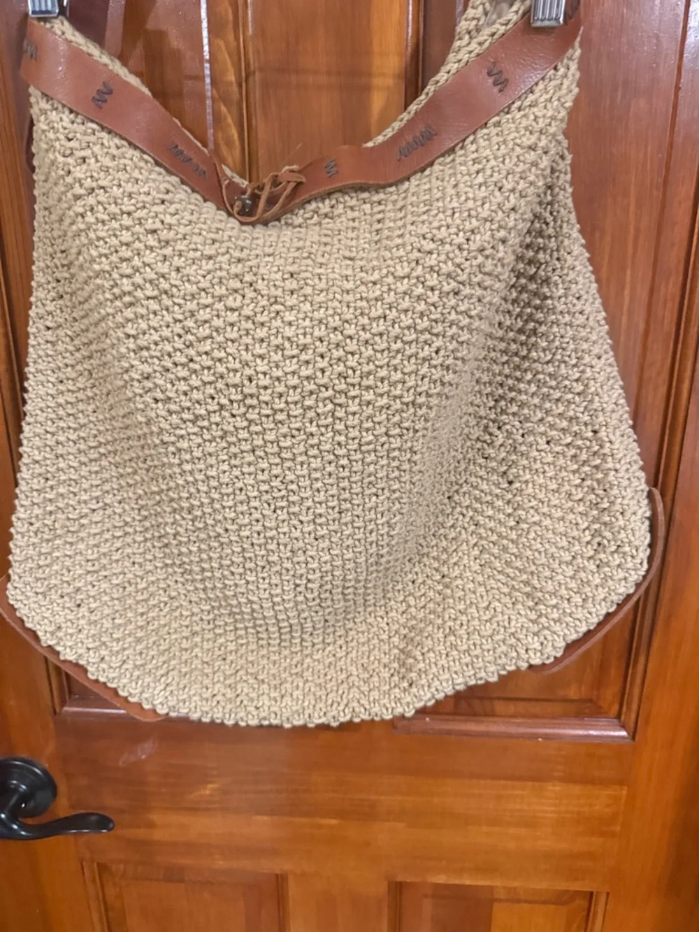 Lucky Brand Beige Woven Hobo with Brown Leather Trim - Picture 3 of 6